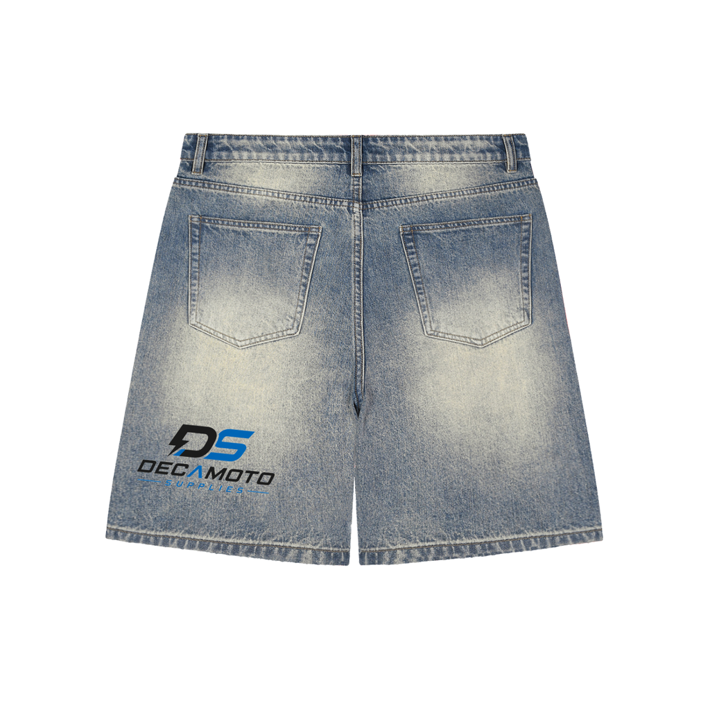 Decamoto Faded Distressed Baggy Denim Shorts