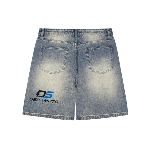 Decamoto Faded Distressed Baggy Denim Shorts